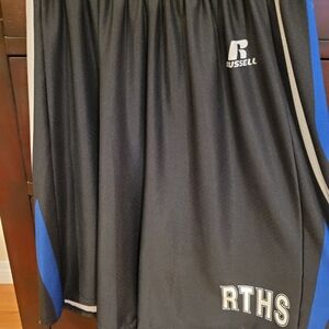 Men's Medium Russell Athletic Black and Gray Activewear Basketball Jersey Shorts